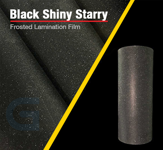 black shiny starry frosted lamination film