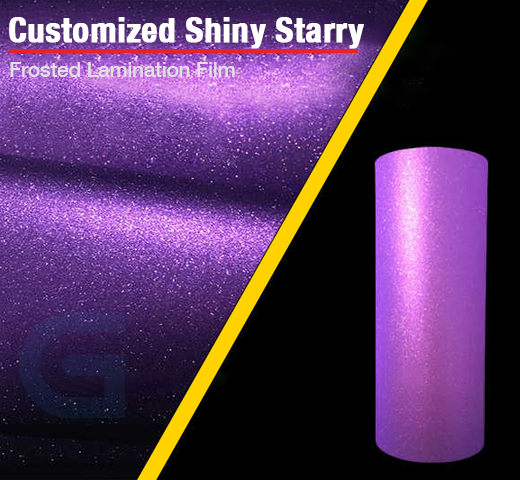 customized shiny starry frosted lamination film-purple color